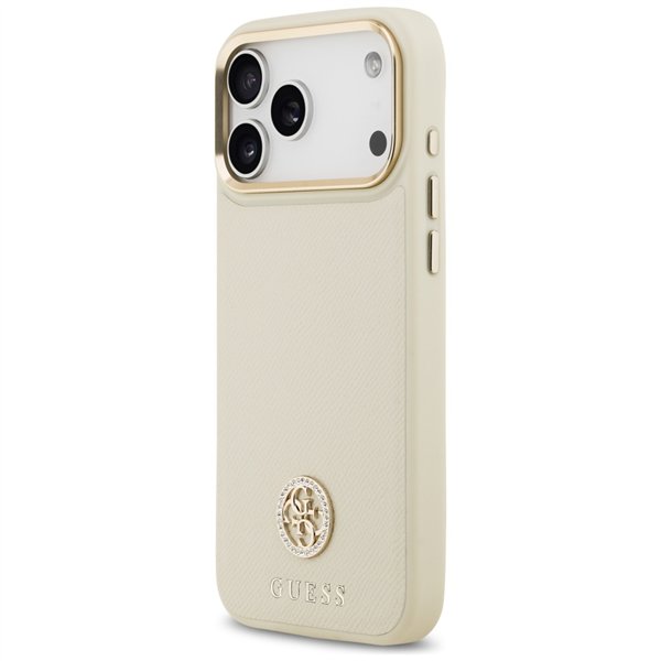 Guess Grained Strass Logo MagSafe case for iPhone 17 Pro Max beige