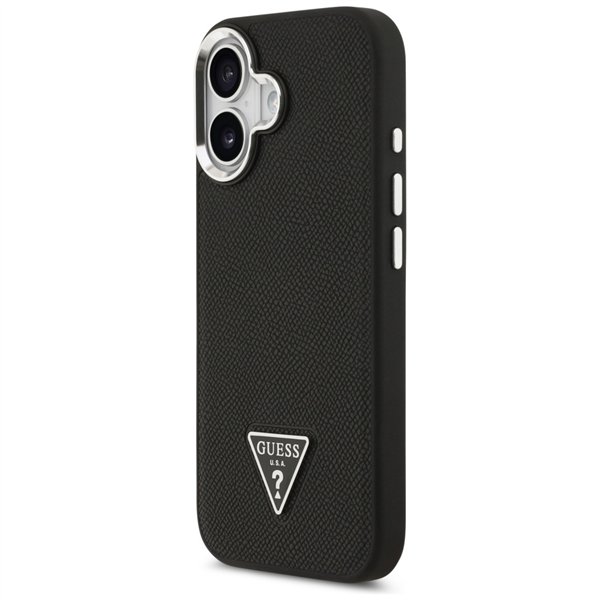 Guess Grained Triangle Logo MagSafe case for iPhone 17 black