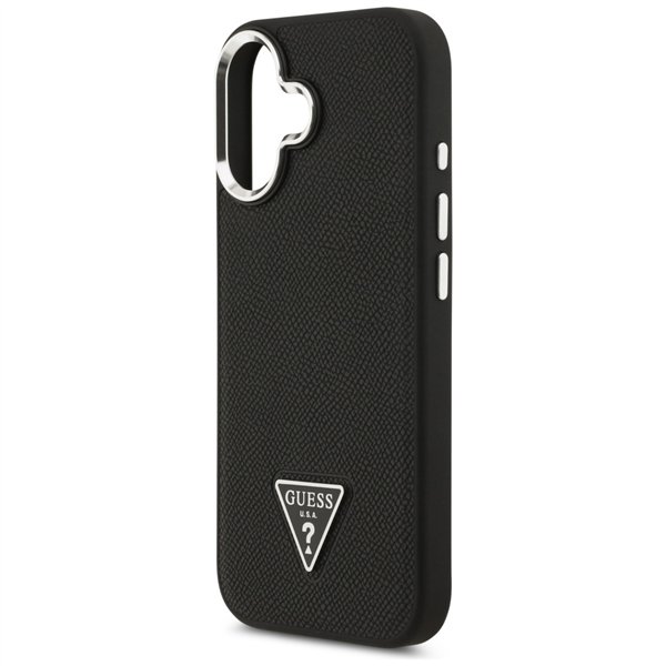 Guess Grained Triangle Logo MagSafe case for iPhone 17 black