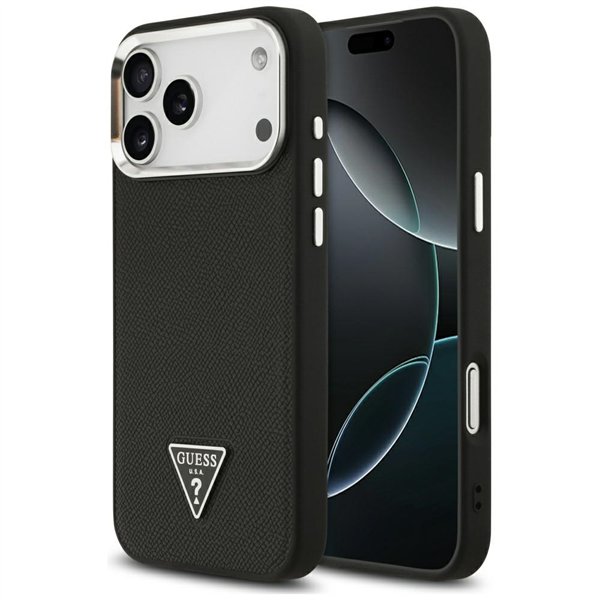 Guess Grained Triangle Logo MagSafe case for iPhone 17 Pro Max black