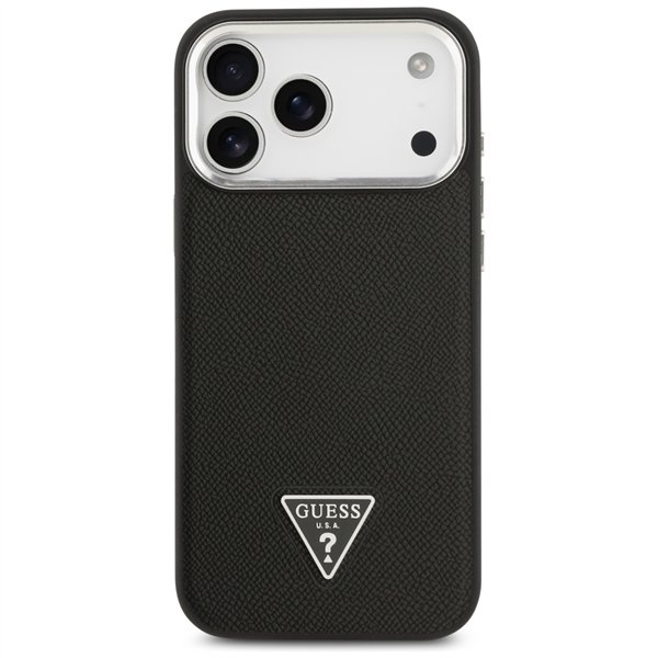 Guess Grained Triangle Logo MagSafe case for iPhone 17 Pro Max black