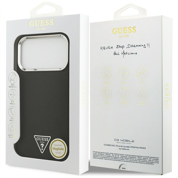 Guess Grained Triangle Logo MagSafe case for iPhone 17 Pro Max black