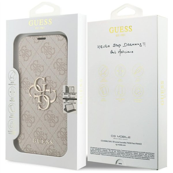 Guess Book 4G Metal Logo case for iPhone 17 Pro pink