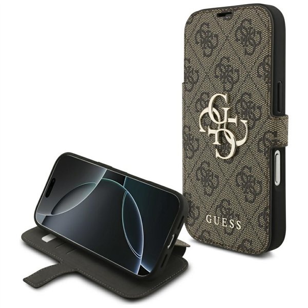 Guess Book 4G Metal Logo case for iPhone 17 Pro brown