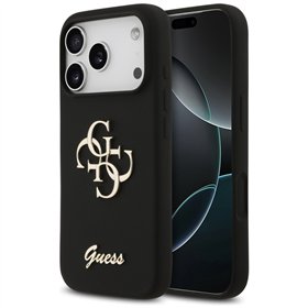 Guess Silicone Big 4G Script case for iPhone 17 Pro black