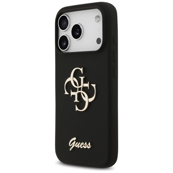 Guess Silicone Big 4G Script case for iPhone 17 Pro black
