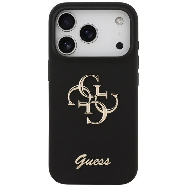 Guess Silicone Big 4G Script case for iPhone 17 Pro black