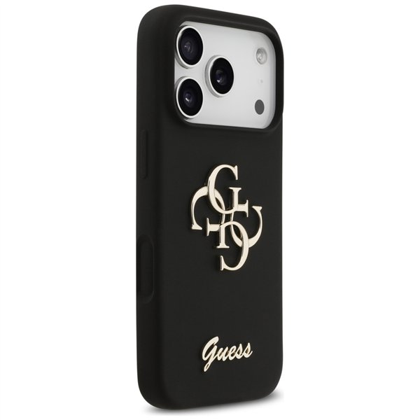 Guess Silicone Big 4G Script case for iPhone 17 Pro black