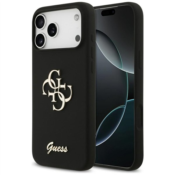 Guess Silicone Big 4G Script case for iPhone 17 Pro Max black