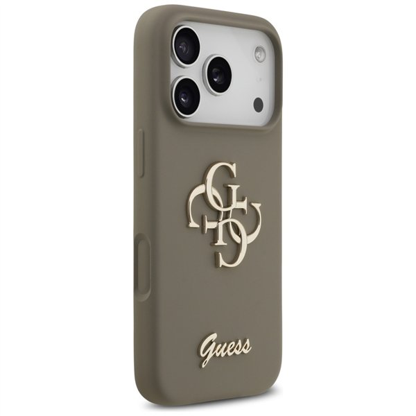 Guess Silicone Big 4G Script case for iPhone 17 Pro brown
