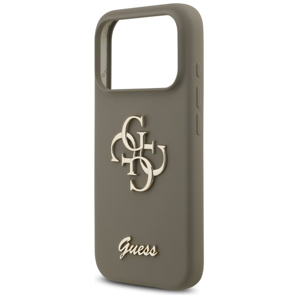 Guess Silicone Big 4G Script case for iPhone 17 Pro brown