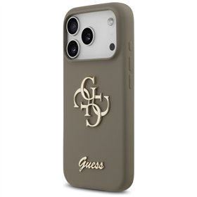Guess Silicone Big 4G Script case for iPhone 17 Pro Max brown