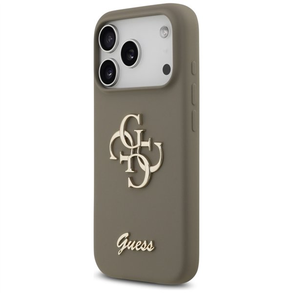 Guess Silicone Big 4G Script case for iPhone 17 Pro Max brown