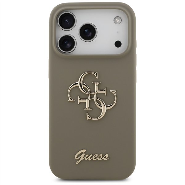 Guess Silicone Big 4G Script case for iPhone 17 Pro Max brown
