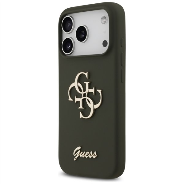 Guess Silicone Big 4G Script case for iPhone 17 Pro khaki