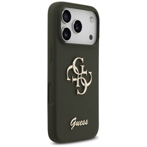 Guess Silicone Big 4G Script case for iPhone 17 Pro khaki