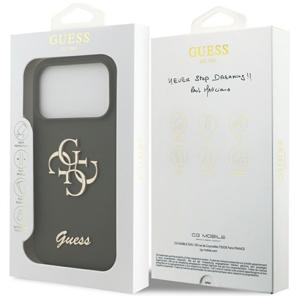 Guess Silicone Big 4G Script case for iPhone 17 Pro khaki