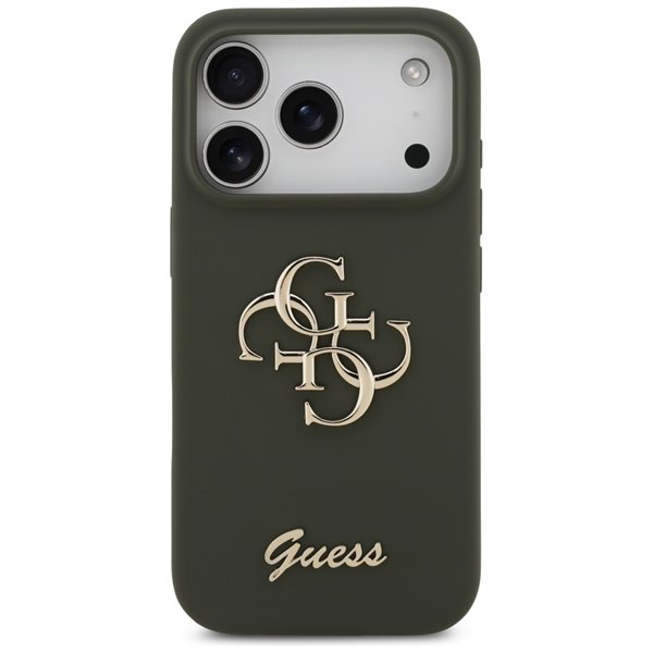 Guess Silicone Big 4G Script case for iPhone 17 Pro Max khaki