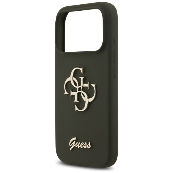 Guess Silicone Big 4G Script case for iPhone 17 Pro Max khaki