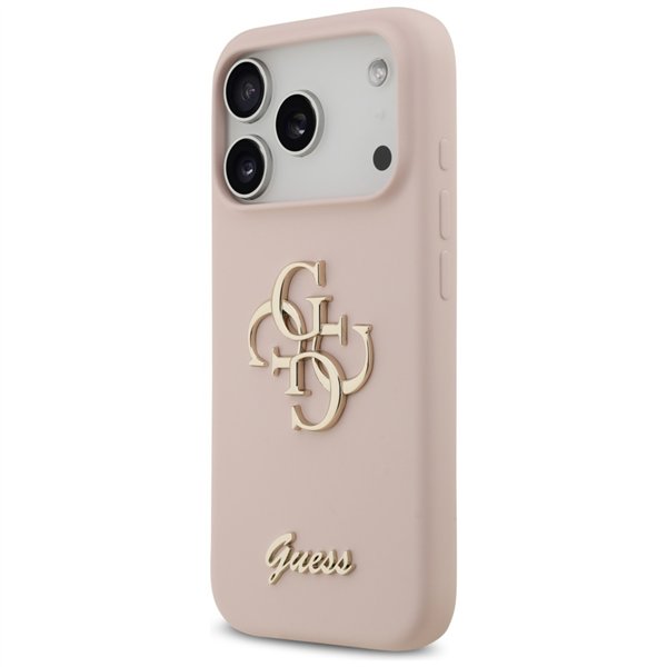 Guess Silicone Big 4G Script case for iPhone 17 Pro pink