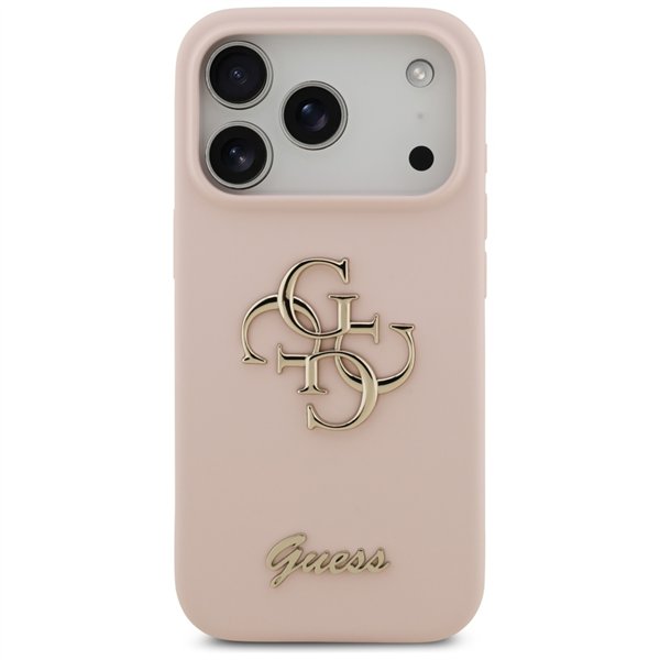 Guess Silicone Big 4G Script case for iPhone 17 Pro pink