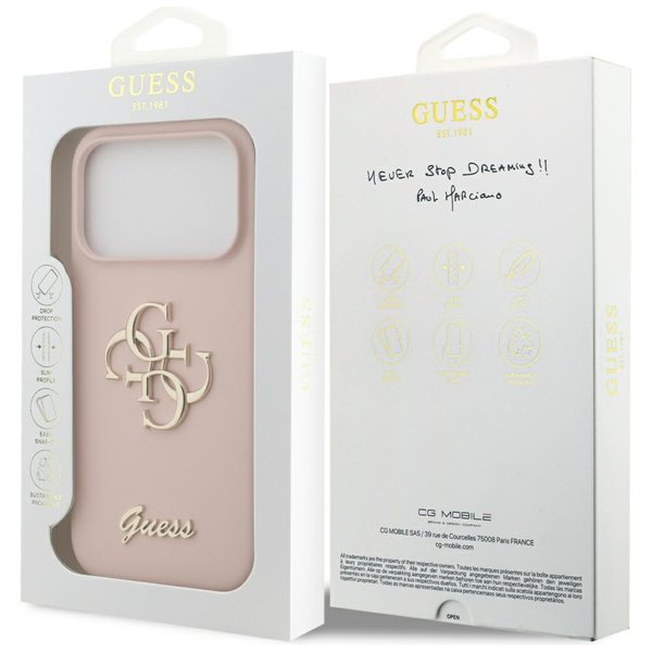 Guess Silicone Big 4G Script case for iPhone 17 Pro pink