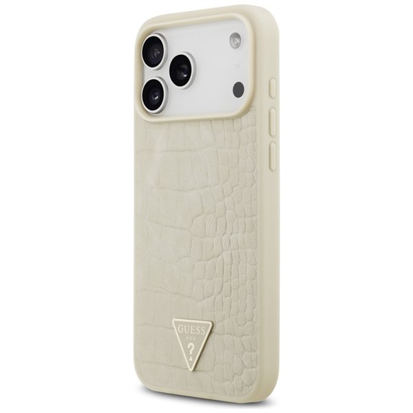 Guess Croco Triangle Logo MagSafe case for iPhone 17 Pro Max gold