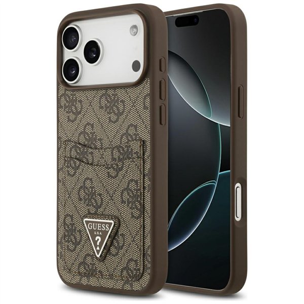 Guess 4G Double Card Triangle case for iPhone 17 Pro Max brown