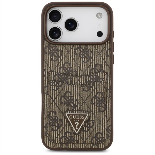 Guess 4G Double Card Triangle case for iPhone 17 Pro Max brown