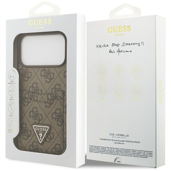 Guess 4G Double Card Triangle case for iPhone 17 Pro Max brown
