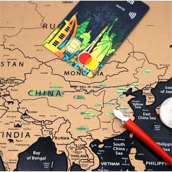 World map - scratch card with flags + accessories 23442