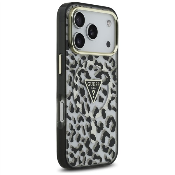 Guess Leopard Glitter MagSafe case for iPhone 17 Pro Max black