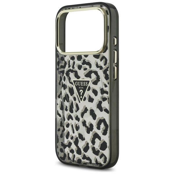 Guess Leopard Glitter MagSafe case for iPhone 17 Pro Max black