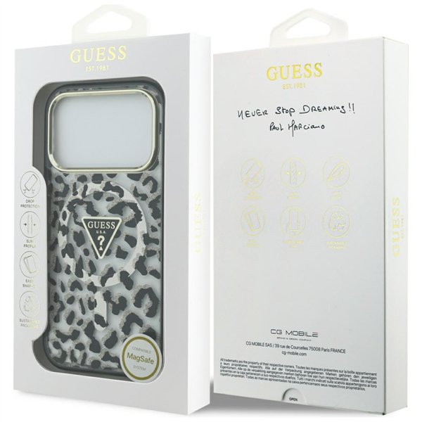 Guess Leopard Glitter MagSafe case for iPhone 17 Pro Max black