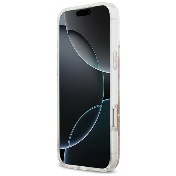 Guess Resin Flowers Glitter MagSafe case for iPhone 17 Pro Max pink