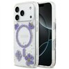 Guess Resin Flowers Glitter MagSafe case for iPhone 17 Pro purple