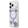 Guess Resin Flowers Glitter MagSafe case for iPhone 17 Pro purple