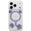 Guess Resin Flowers Glitter MagSafe case for iPhone 17 Pro purple