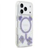 Guess Resin Flowers Glitter MagSafe case for iPhone 17 Pro purple