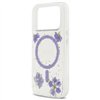 Guess Resin Flowers Glitter MagSafe case for iPhone 17 Pro purple