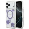 Guess Resin Flowers Glitter MagSafe case for iPhone 17 Pro Max purple