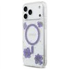 Guess Resin Flowers Glitter MagSafe case for iPhone 17 Pro Max purple
