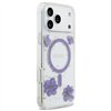 Guess Resin Flowers Glitter MagSafe case for iPhone 17 Pro Max purple