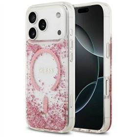 Guess Resin Bottom Glitter MagSafe case for iPhone 17 Pro pink
