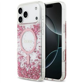Guess Resin Bottom Glitter MagSafe case for iPhone 17 Pro Max pink