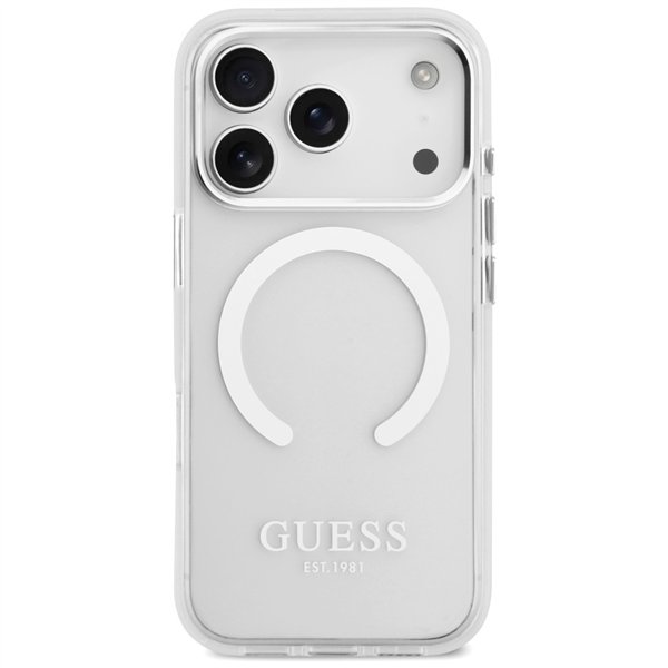 Guess Metal Outline MagSafe case for iPhone 17 Pro silver