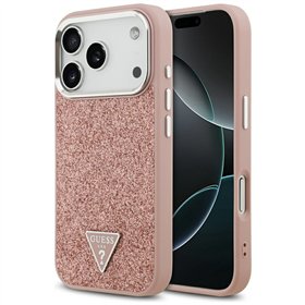 Guess Glitter Triangle Logo MagSafe case for iPhone 17 Pro pink