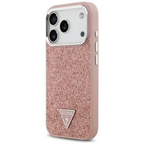 Guess Glitter Triangle Logo MagSafe case for iPhone 17 Pro pink