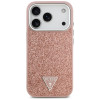 Guess Glitter Triangle Logo MagSafe case for iPhone 17 Pro pink