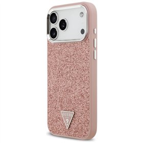 Guess Glitter Triangle Logo MagSafe case for iPhone 17 Pro Max pink